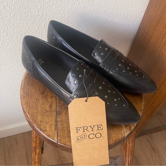 Frye Size 9 Women's Studded Black Loafers - Picture 1 of 11